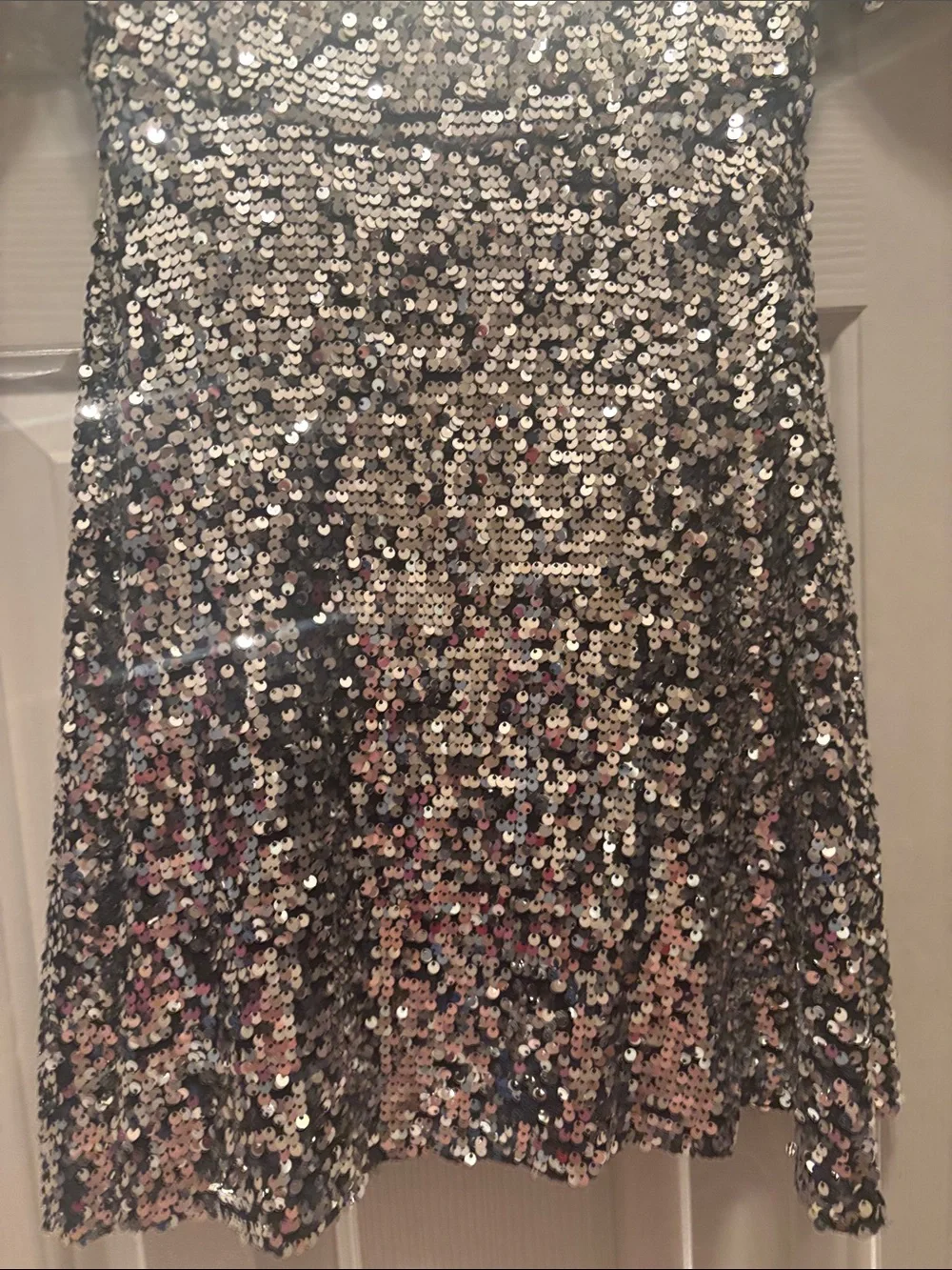 Zara Silver Sequin Puff-Sleeve Party Dress